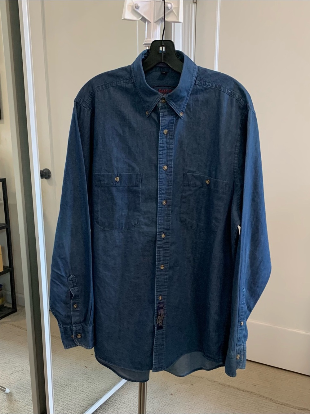 G.H. Bass & Co. Blue Denim Linen like Cotton Button-Down Shirt